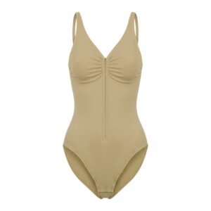 POLINE'S "PARIS MARIE" Collection Full-Zip Ruched Bodysuit